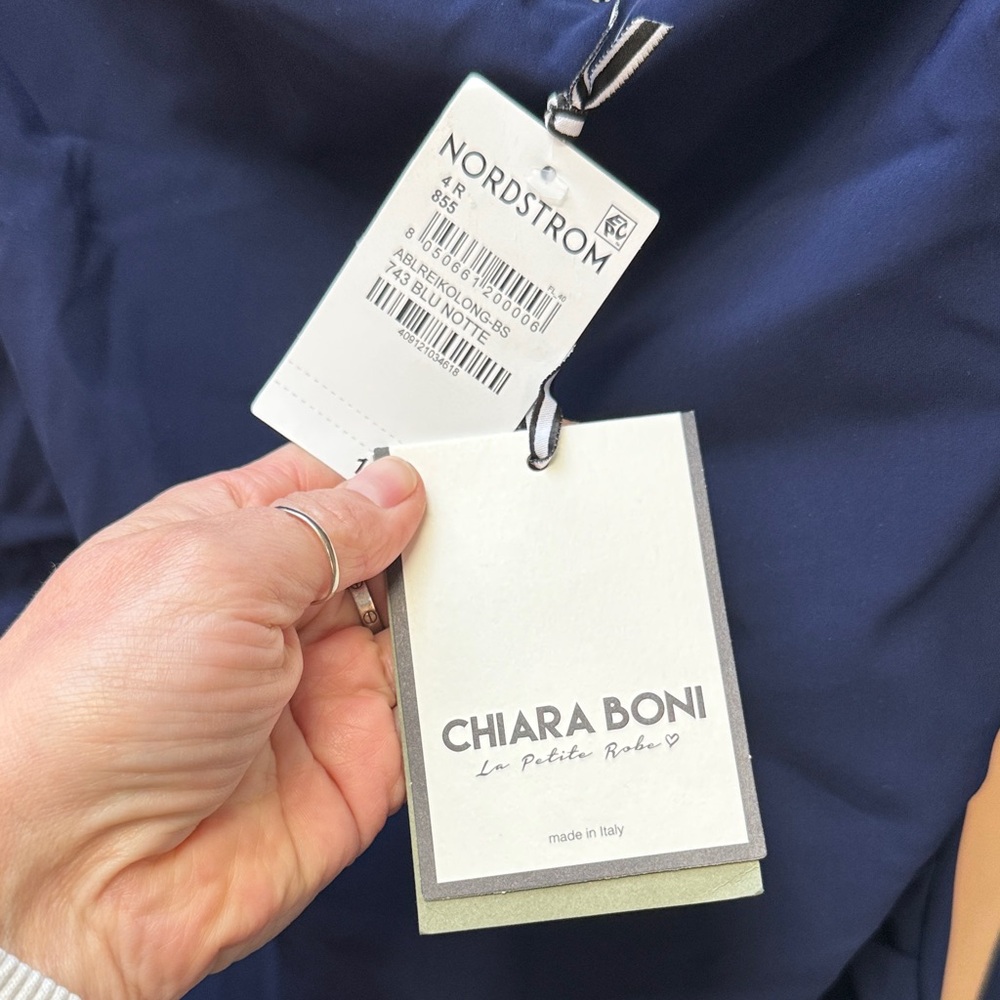 Chiara Boni Navy Long-Sleeve Draped Evening Gown size 4 - Picture 3 of 12